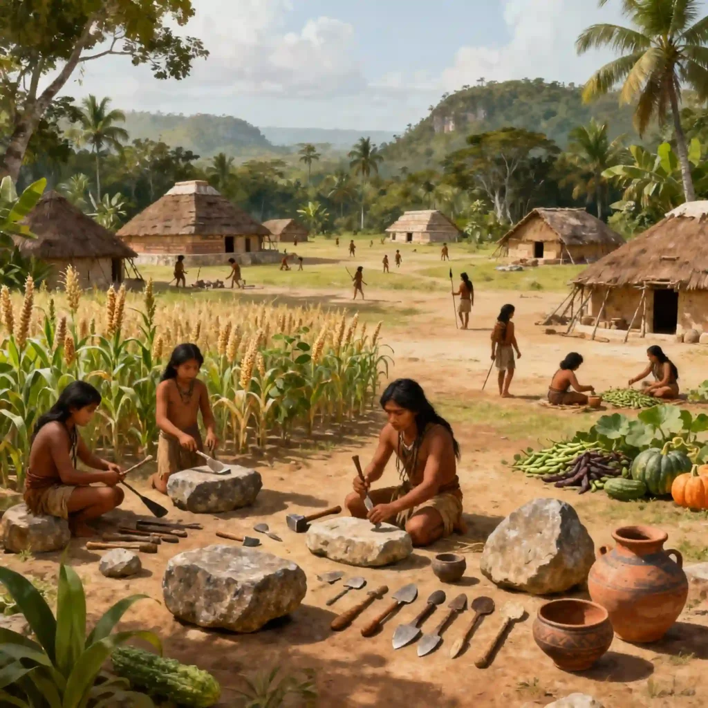 Ancient Mesoamerica around 2000 BCE during late Archaic period with early agriculture