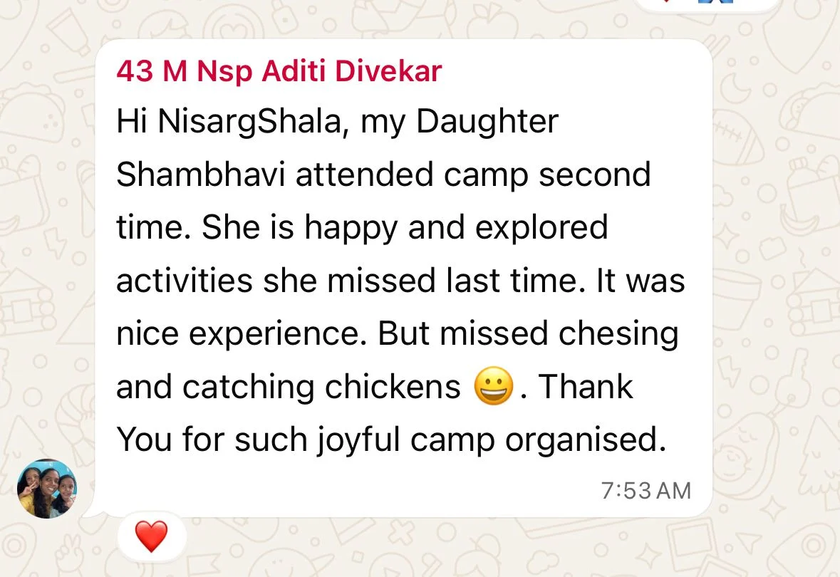 Parents feedback Nisargshala camps