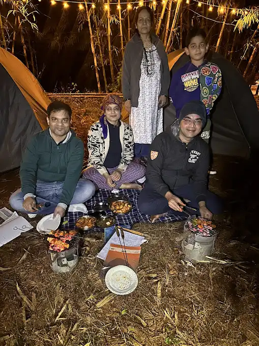 children birthday celebration under stars outdoor camping Pune Nisargshala
