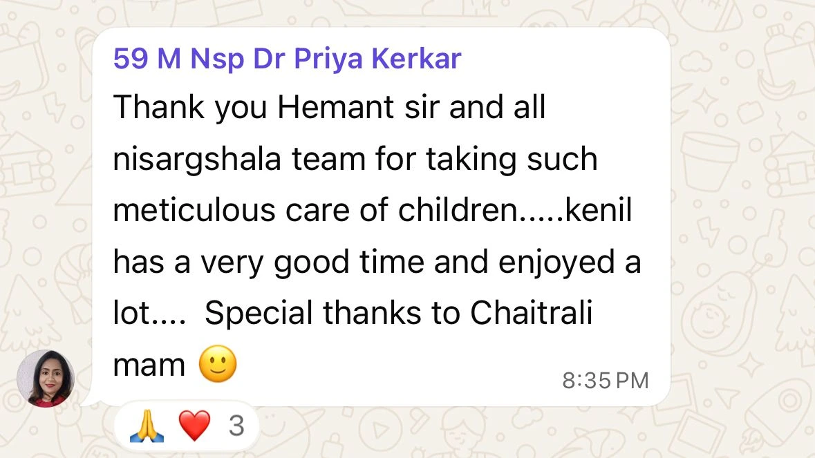Outdoor kids camp parent review Nisargshala