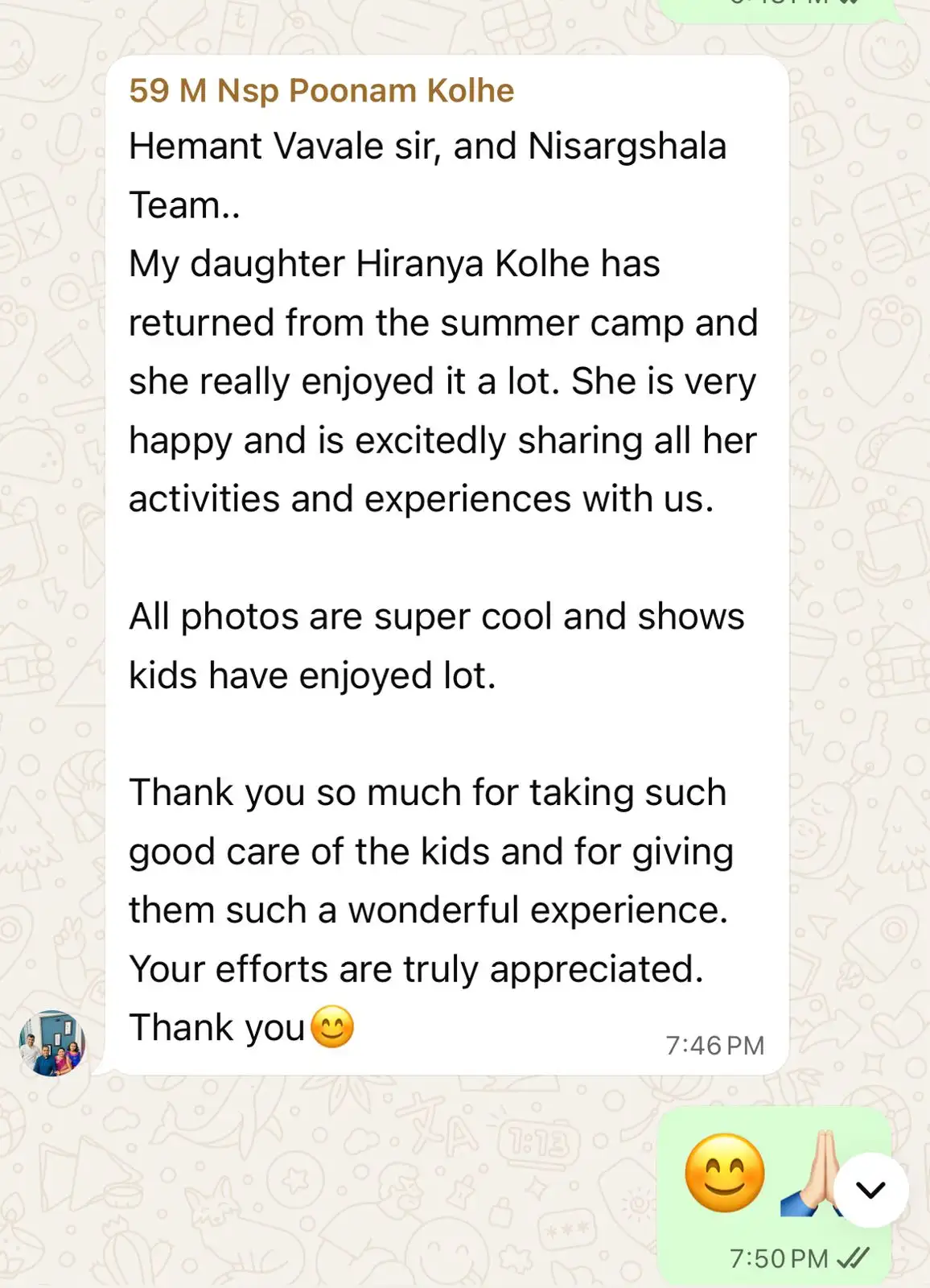 Parent feedback Huppya nature camp experience