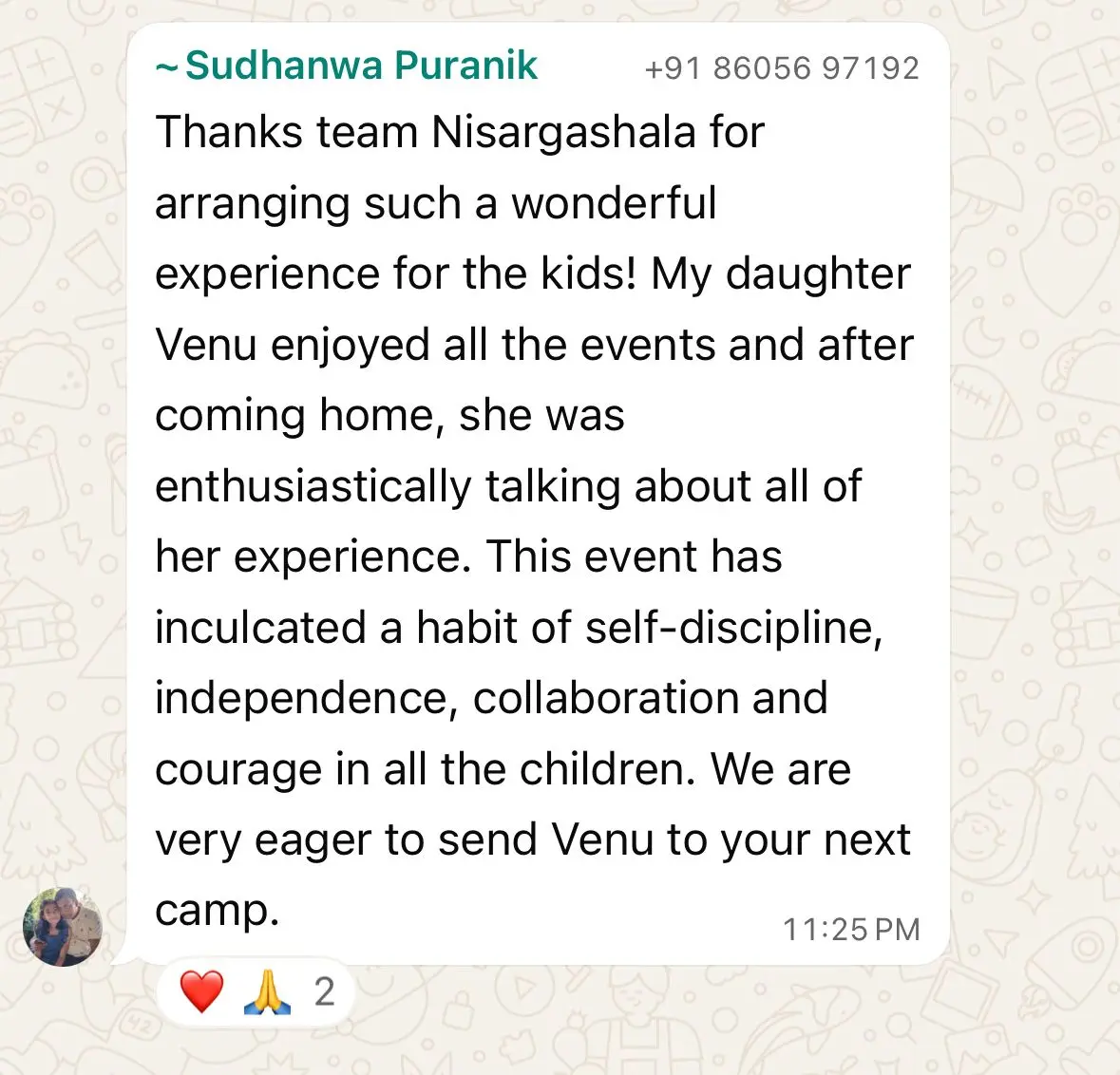 Parent review kids camp Nisargshala Pune
