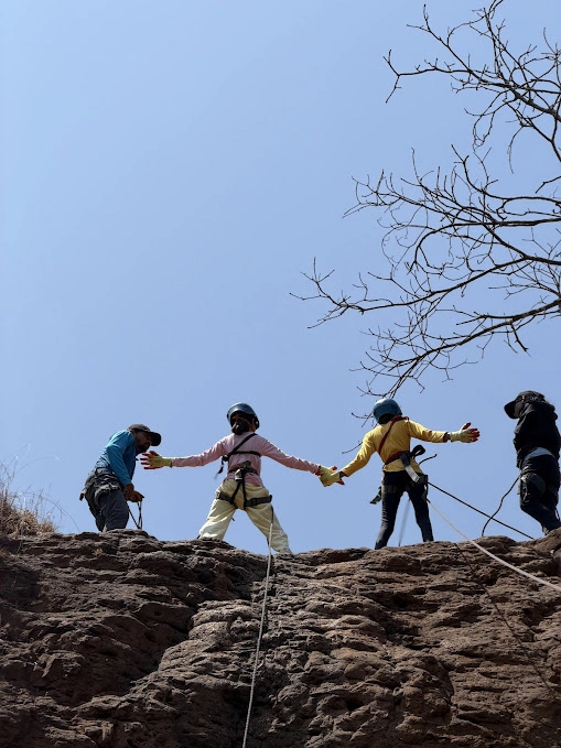 Children enjoying adventure activities at Nisargshala Huppya Camp