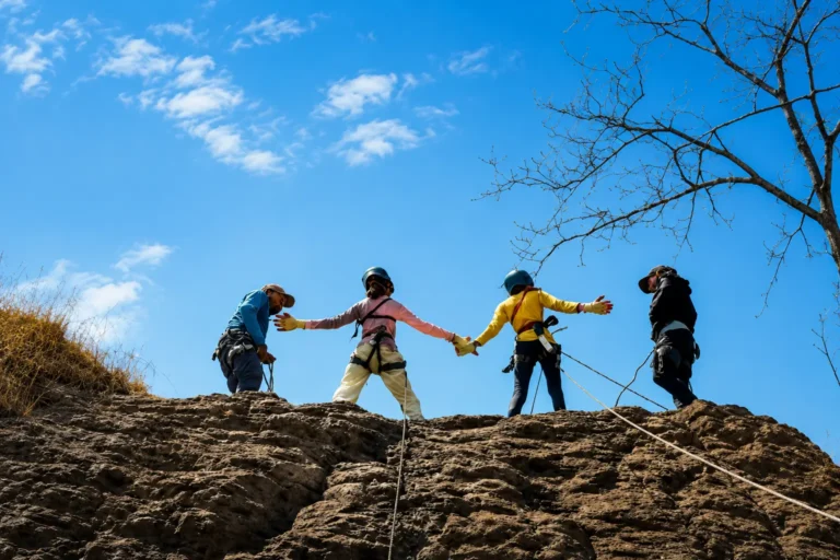 Children taking part in outdoor adventure activities at Huppya camp