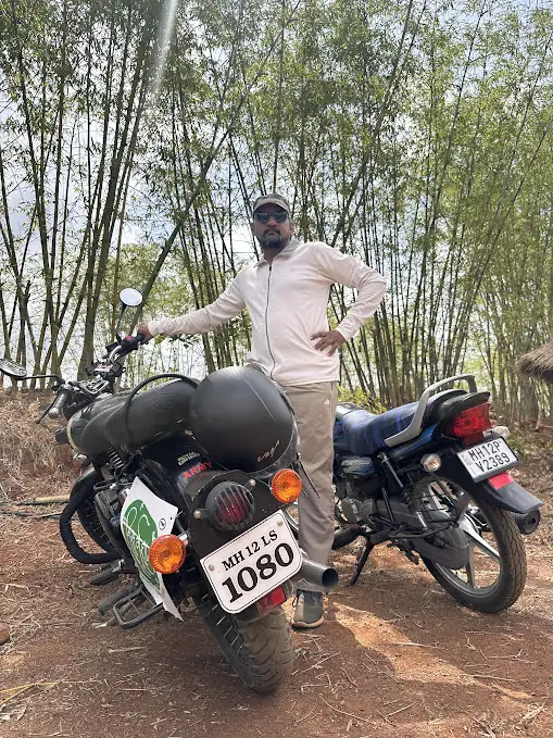 Motorbike riders at Nisargshala