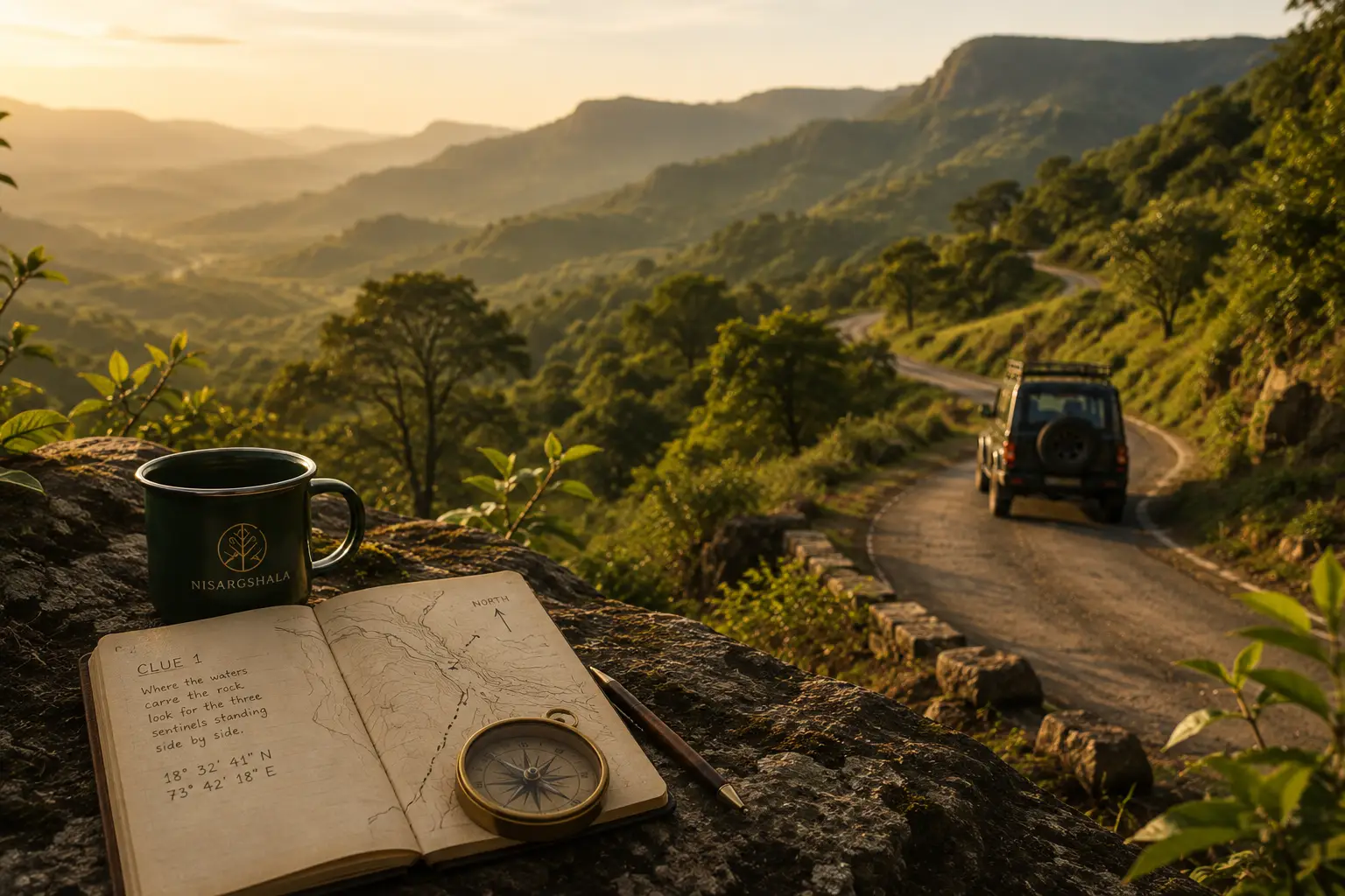 4x4 adventure through the Sahyadris near Pune with a treasure hunt clue and compass