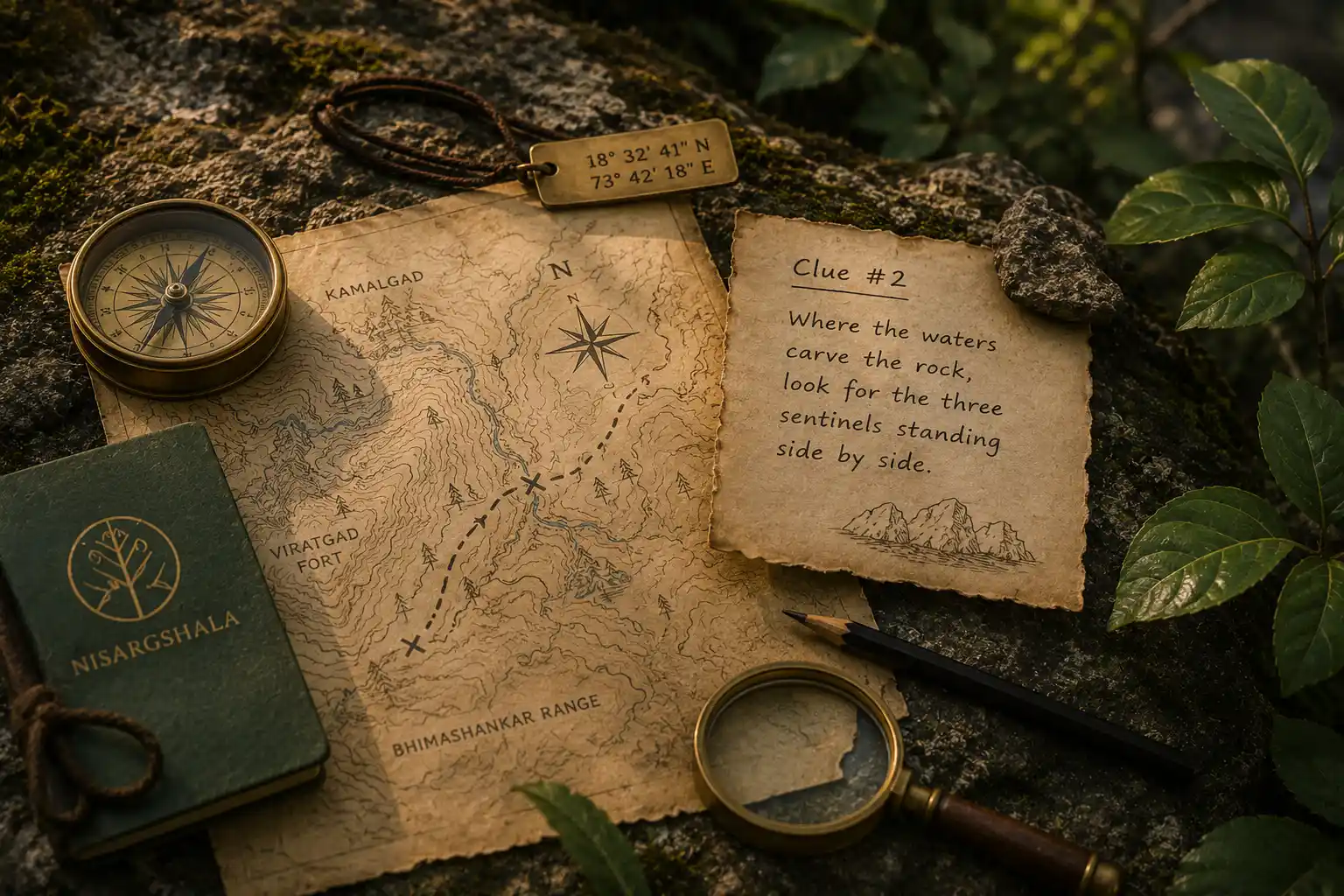 4x4 treasure hunt near Pune with Sahyadri map, compass and expedition clue