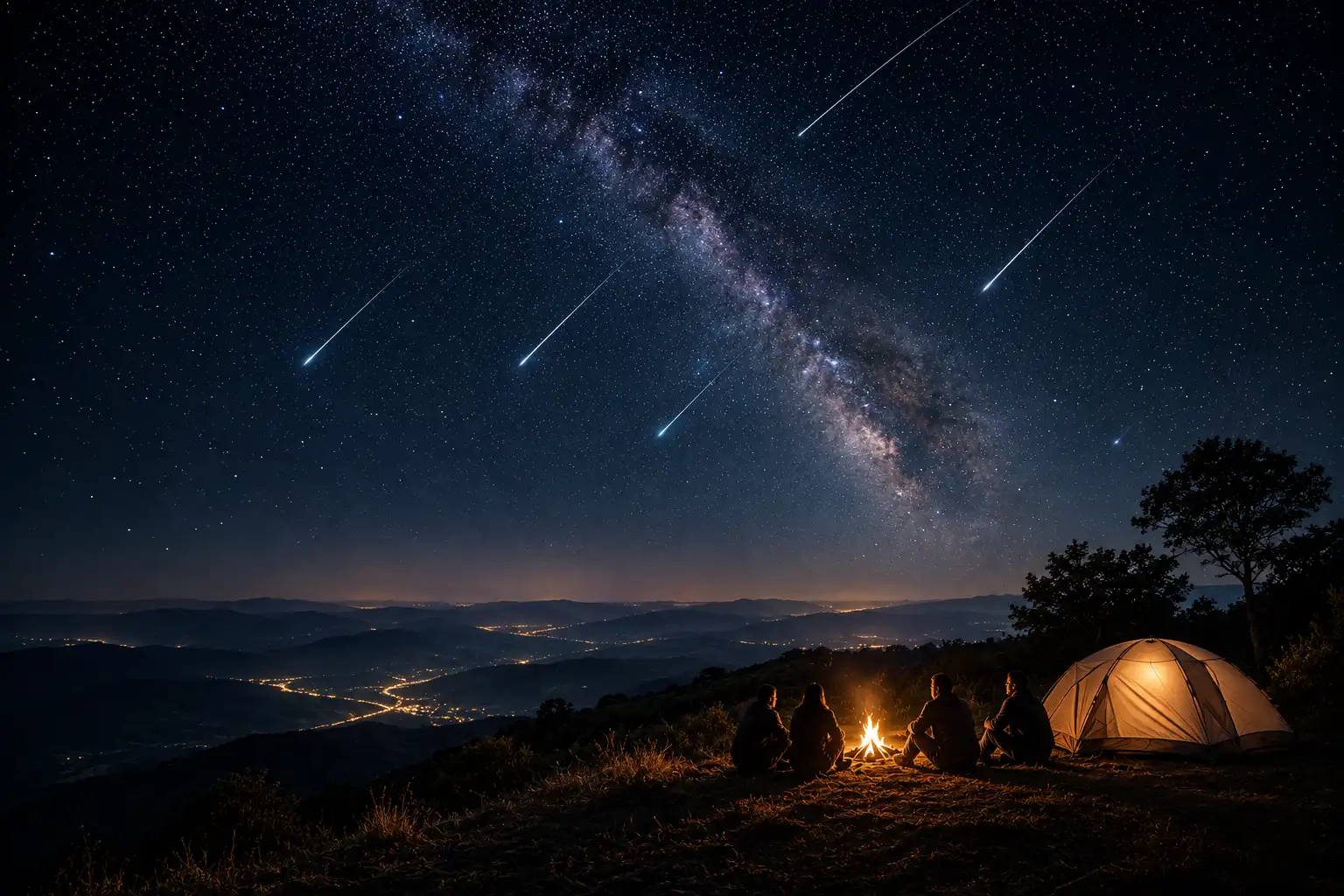 Geminid meteor shower over the Sahyadris near Pune at Nisargshala