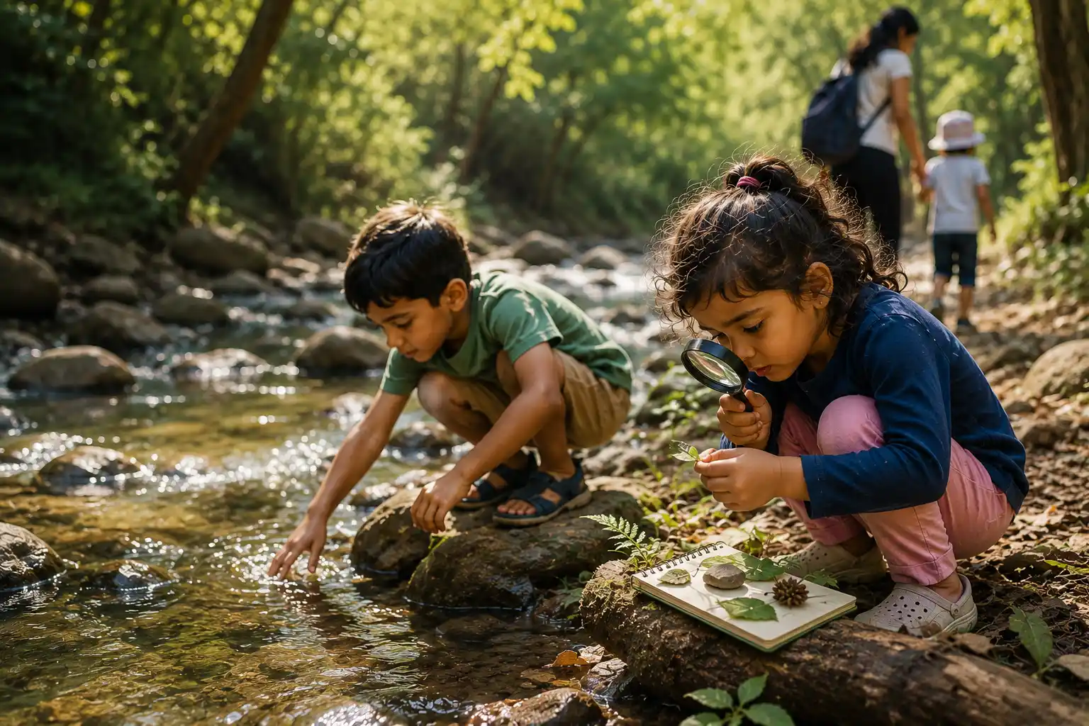 Children exploring the natural surroundings during a nature camp