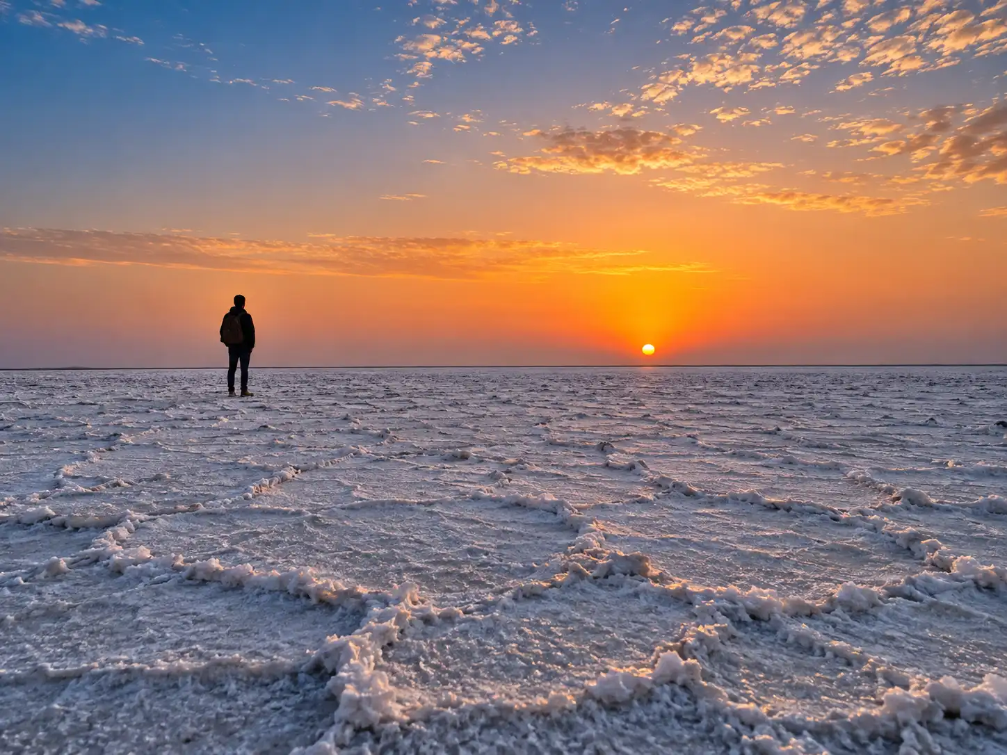 Sunset across the salt desert of the Rann of Kutch